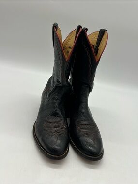 Vintage Hondo Boots Men’s Sz 10D Black Leather Cowboy Western Round Toe Boots.